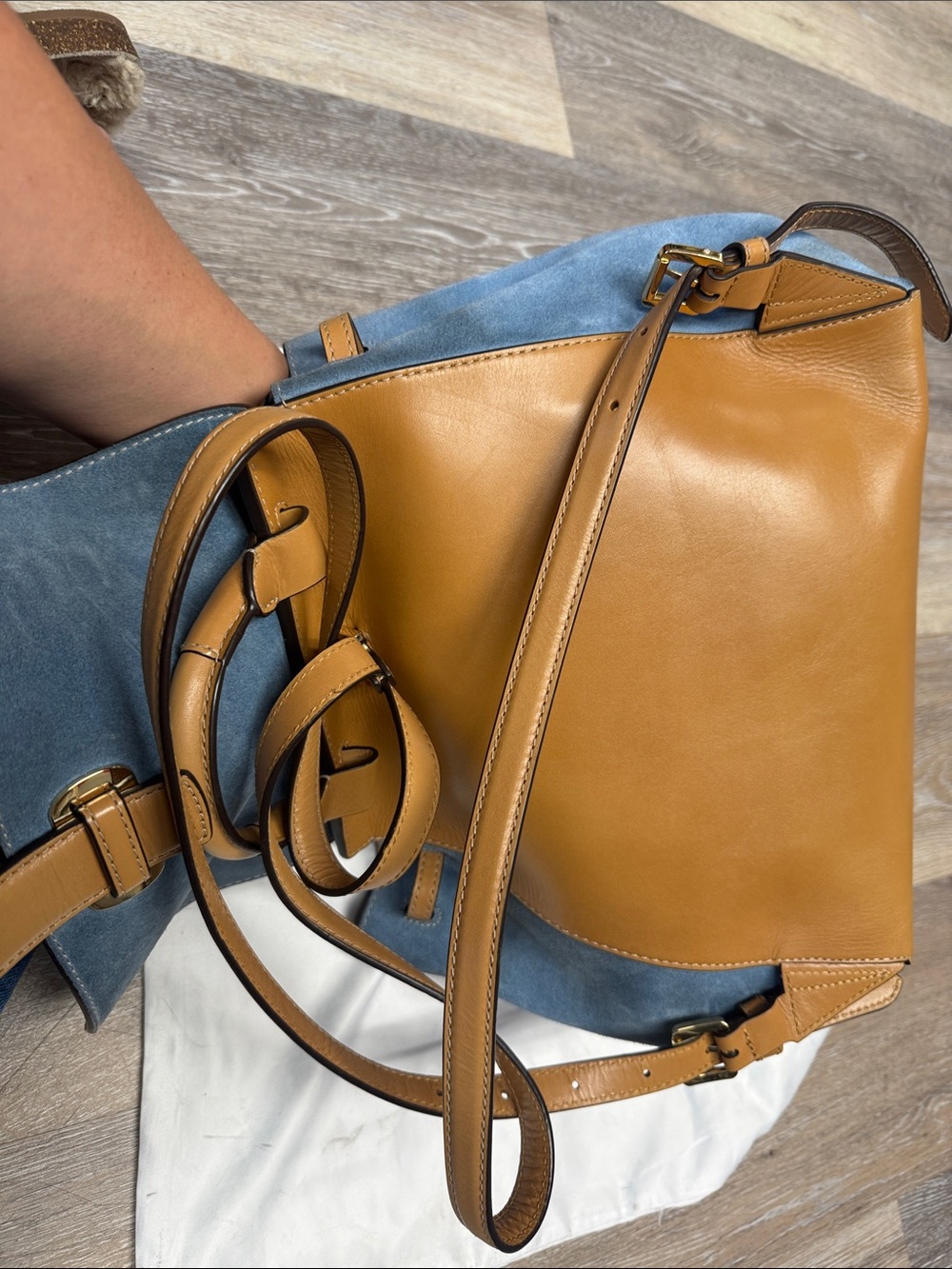 Michael Kors Blue Suede and Tan Leather Backpack 🎒 one size - Picture 8 of 12